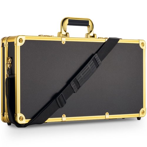 Noverlife Upgraded Large Barber Travel Briefcase, 22x11x5in Portable Barber Carrying Suitcase Salon Case with Code Lock, Gold Barbershop Travel Case Hairdresser Tool Storage Organizer Box for Clipper
