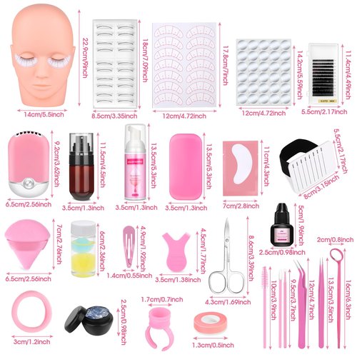 484 Pcs Lash Extension Kit for Beginners, Professional Kit with Tweezer Cleanser, Unloading Glue Paste, Eyelash Glue, Lash Foam Concentrate, Lash Extension Supplies for Practice Training Kit