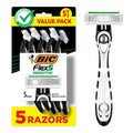 BIC Flex 5 Sensitive Men's Disposable 5-Blade Razors, Comfortable Shave, 5-Pack