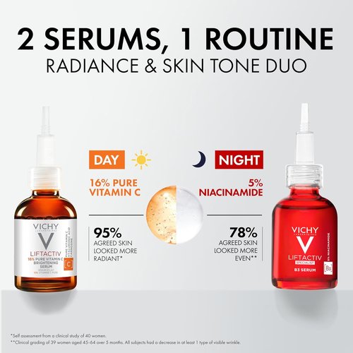 Vichy LiftActiv Vitamin C Serum - Brightening Face Serum with Hyaluronic Acid & Vitamin E | Reduces Fine Lines & Improves Radiance