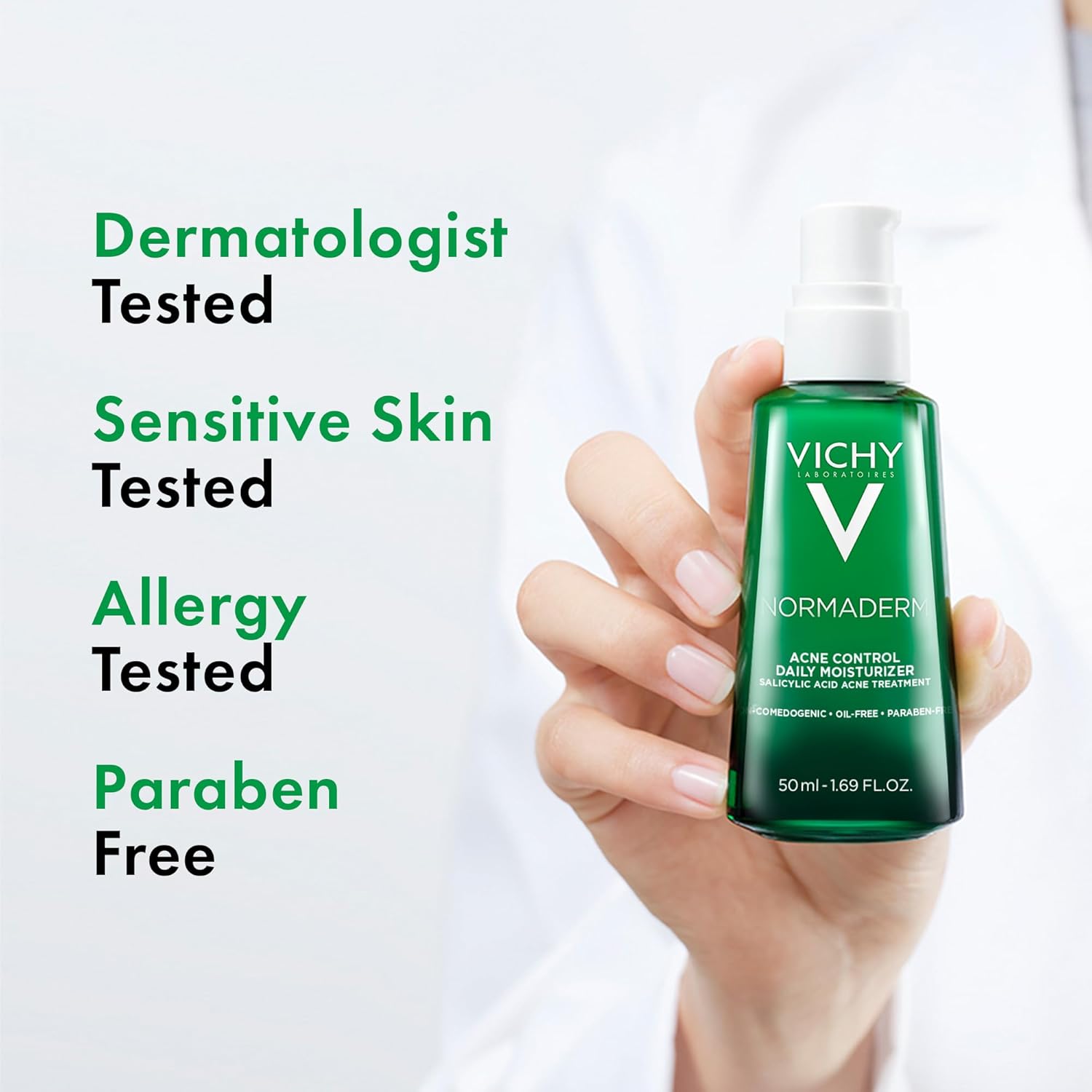 VICHY Normaderm Acne Control Daily Moisturizer - Oil-Free Formula with 2% Salicylic Acid & Vitamin C for Clear Skin