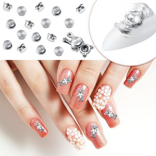 Leelosp 30 Pieces Spinning Nail Charms Nail Art Rotating Charm Bearing Art Tool Rings Jewelry Rotating Tools 3D for Women Girls Crafting Jewelry Accessories(Silver,0.16 x 0.2 x 0.1 Inches)