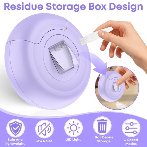 3-in-1 Electric Nail Clipper for Adults & Seniors, 3 Speeds Automatic Nail Clipper & Trimmer with LED Light 360° Rotating Fingernail Clipper with Polisher Rechargeable Electric Nail File