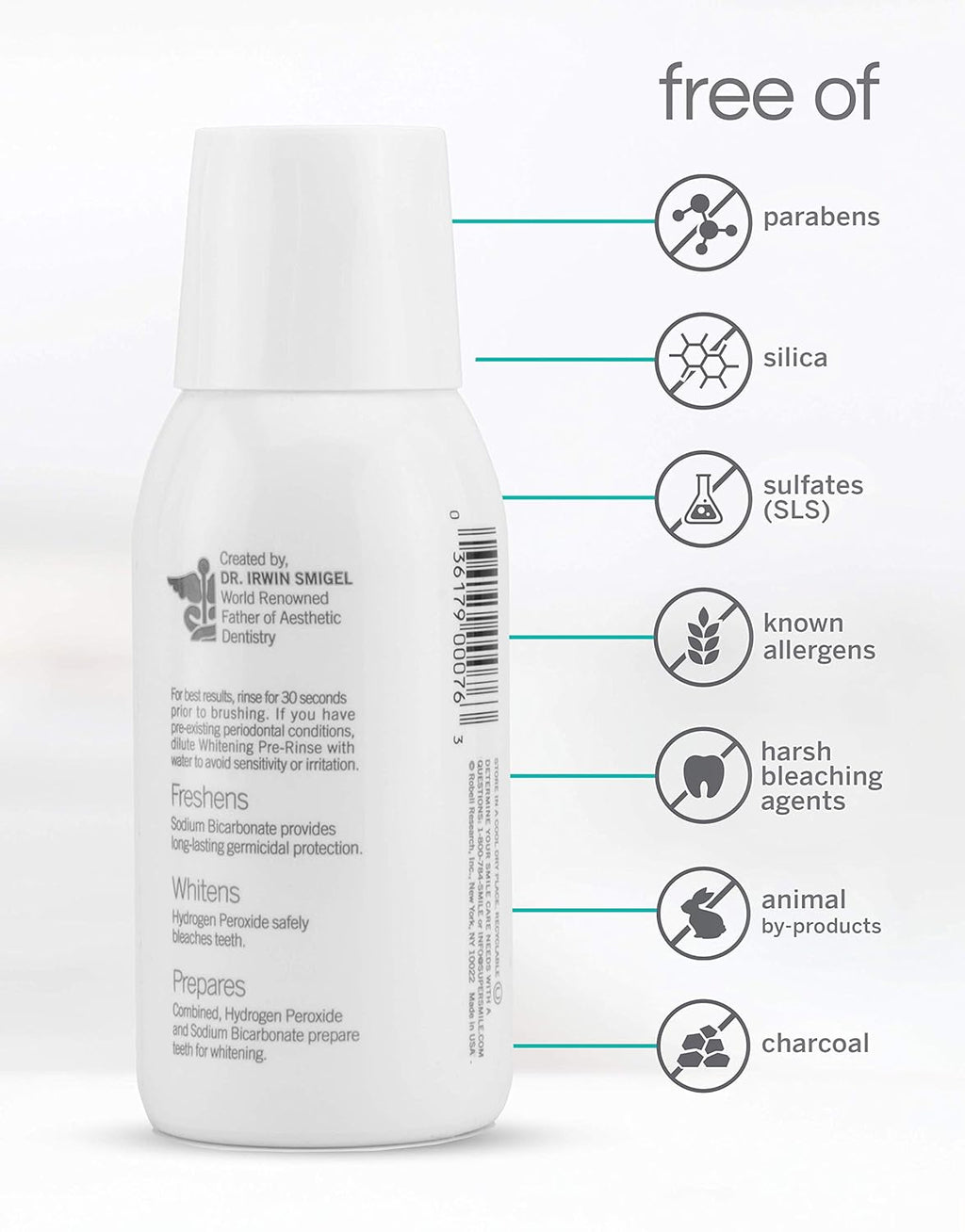 Supersmile Whitening Pre-Rinse - Clinically Formulated Dental Mouthwash, Original Mint, 5 Fl Oz