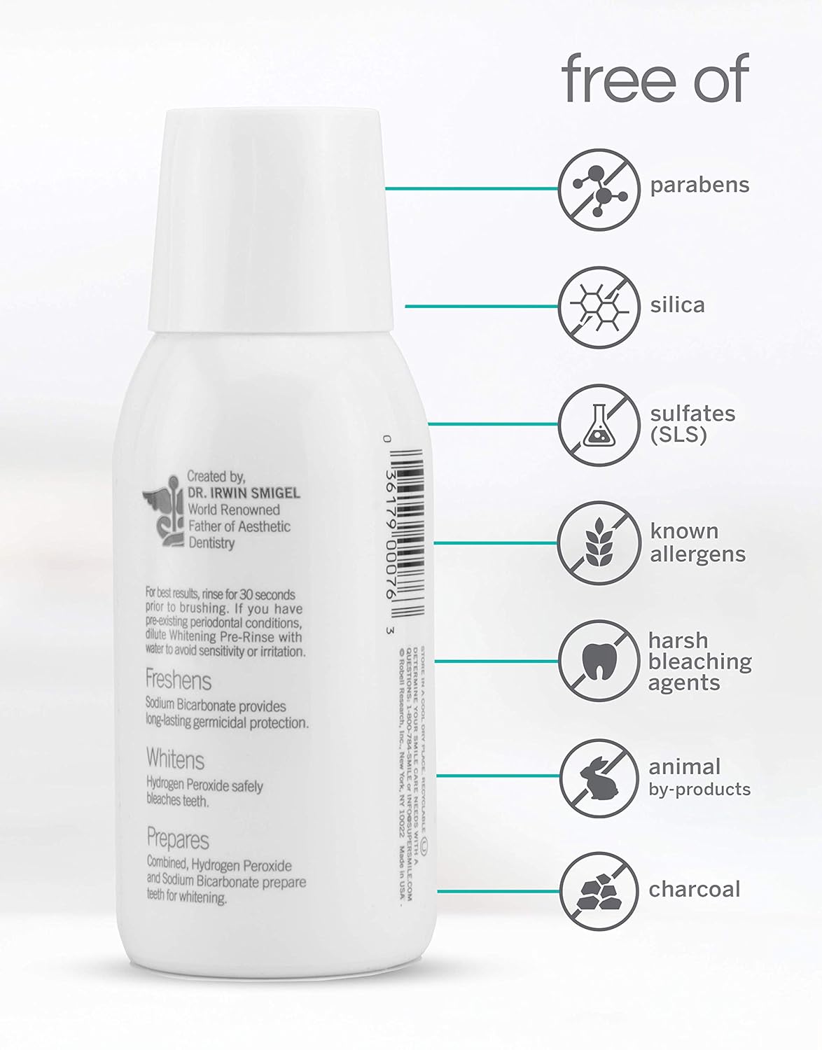 Supersmile Whitening Pre-Rinse - Clinically Formulated Dental Mouthwash, Original Mint, 5 Fl Oz
