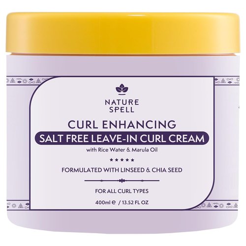 Nature Spell Curl Enhancing Leave-In Cream - Sulfate & Paraben Free, Heat Protection, Vegan | 13.52 fl oz