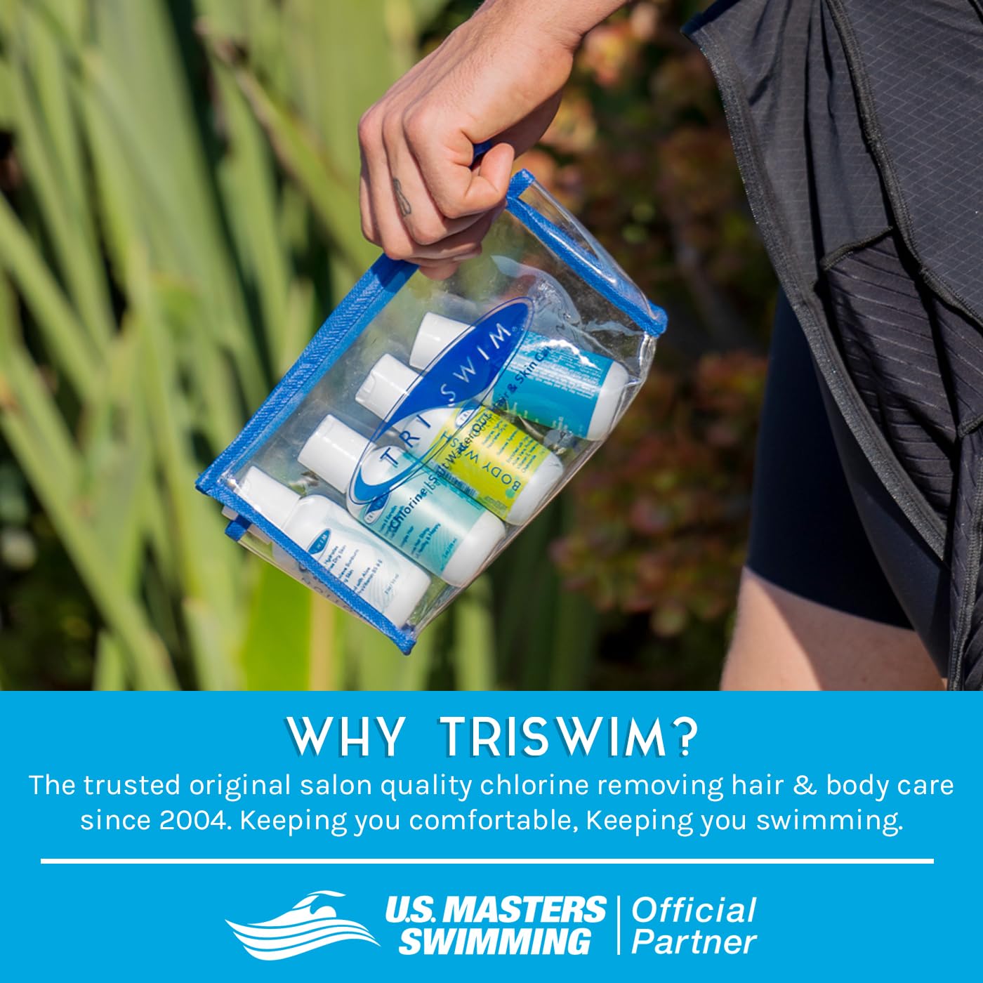 TRISWIM Travel Set - 2oz Chlorine Removal Shampoo, Conditioner, Body Wash & Lotion | Eliminates Chlorine & Odors