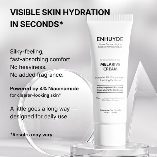 ENHUYDE Niacinamide 4% Brightening Cream for Dark Spots & Uneven Tone, Fragrance-Free Daily Face Moisturizer for Sensitive Skin, Korean Skincare (50ml / 1.7 fl. oz.)