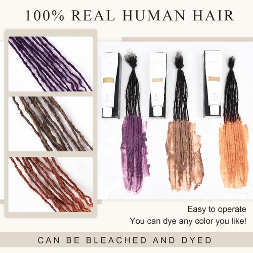 DAIXI Handmade Interlocking Sisterlocks Curly Tips 100% Real Human Hair Permanent Micro Locs Extensions Natural Looking Soft Dreadlocks Can Be Bleached and Dyed (1B - 0.2cm, 8 Inch 30 Strands)
