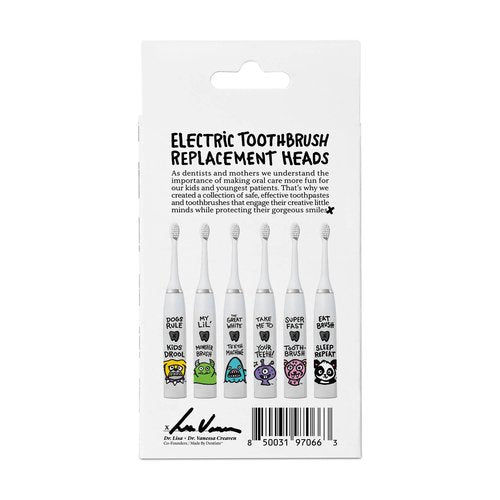 Made By Dentists Kids Electric Toothbrush Replacement Heads – 6 Heads (2x3) - Soft Bristles Brush Head for Gentle Care, 18 Months Supply
