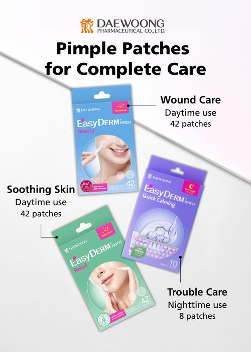 EasyDerm Beauty Patch(84 Counts) - 100% Hydrocolloid Pimple Patch for Zit Spot Care, K-beauty, Daewoong Pharmaceutical, Korean Acne Patches Stocking Stuffer Holiday Gift