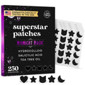 LivaClean 250CT Black Star Pimple Patches for Face - Hello kitty Pimple Patches Black w/Salicylic Acid & Tea Tree Oil - Hydrocolloid Acne Patch, Cute Face Stickers, Zit Patch