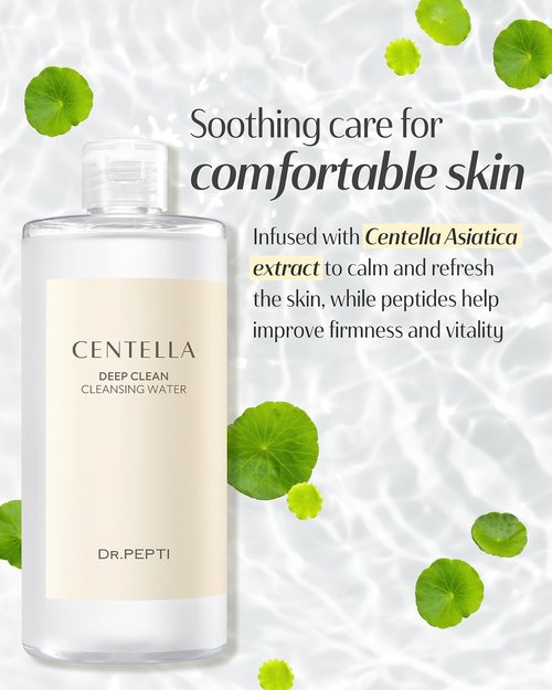 Dr. Pepti Centella Micellar Cleansing Water - Tear-Free Makeup Remover for Sensitive Skin | 13.5 fl oz
