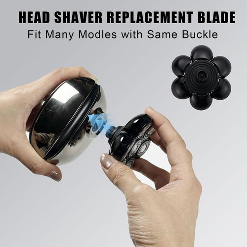 7 Blades Head Shaver Replacement Heads, Universal Fit for Electric Razors, Wet & Dry Use, 7D Floating Design, Stainless Steel Blade Heads, Ideal for Men's Face & Bald Head Shaving (3 Count)