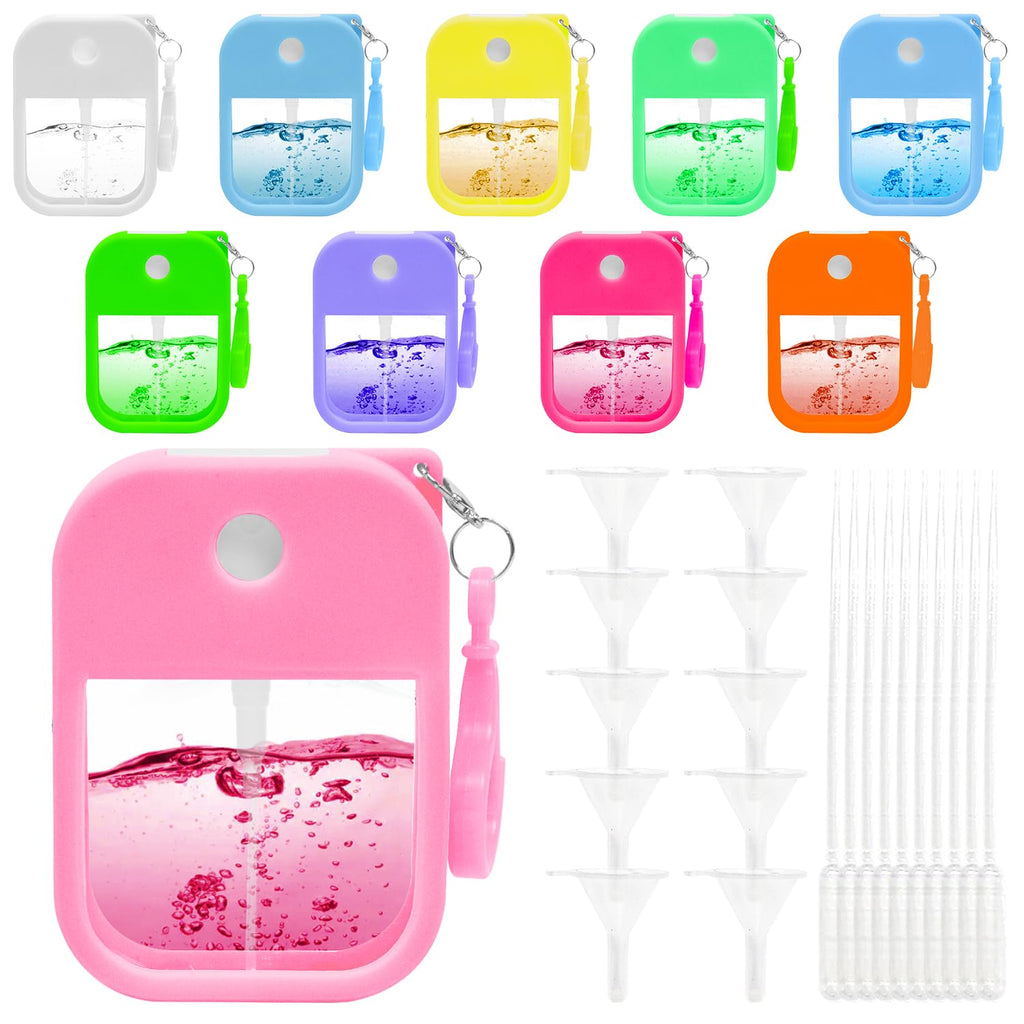 VIEKIER 10 Pcs Portable Card Spray Bottle 1.29oz Refillable Perfume Bottle Reusable Leakproof Water Spray Bottle with Keychain for Cosmetic 10 Color