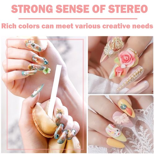 QIUFSSE 12 Colors Sculpture Painting Set, 3D Nail Art Set with Carved Painting Pen, Salon Creative DIY Gel Nails