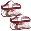 HAOGUAGUA 2 Pieces Clear Makeup Bags Cosmetic Toiletry Bags for Traveling, Waterproof Travel Transparent TSA APPROVED Carry On Airport Airline Compliant Bag (2 PIECES RED)
