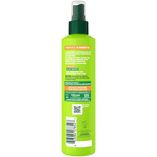 Garnier Fructis Sleek & Shine 10-in-1 Treatment - Plant Keratin for Frizzy Hair, 8.1 Fl Oz