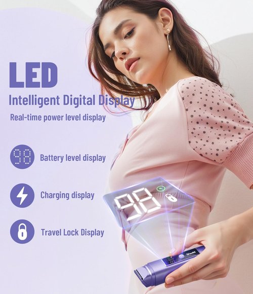 Dynooper Bikini Trimmer for Women Electric Razors, Electric Razor 2 in 1 Shaver Pubic Hair, LED Display with IPX7 Waterproof - Rechargeable Lady Trimmer for Underarm Body Leg Face - Cobalt Blue