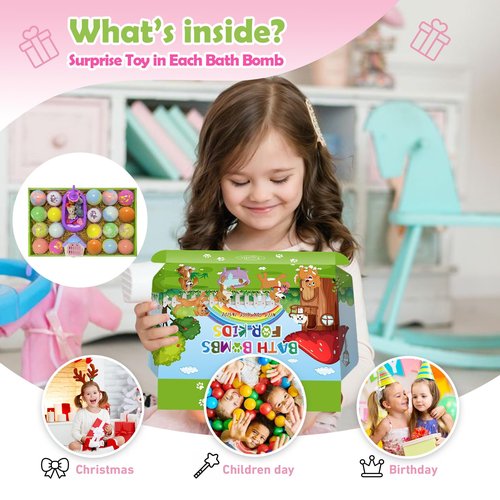 Bath Bombs for Kids with Surprise Toys Inside, 20 Pack Easter Kids Bath Bombs with Dog Puppy Pretend Playset, Boys Girls Gift Set for Easter Basket Stuffers, Birthday, Handmade Bubble Bath Fizzy Ball