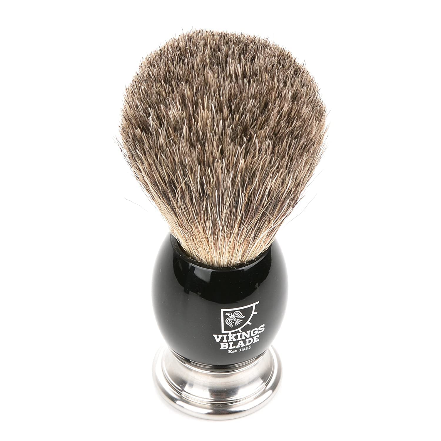 VIKINGS BLADE Luxury Shaving Brush - Ultra Heavy Acrylic & 316L Steel Handle, Dark Stallion Color