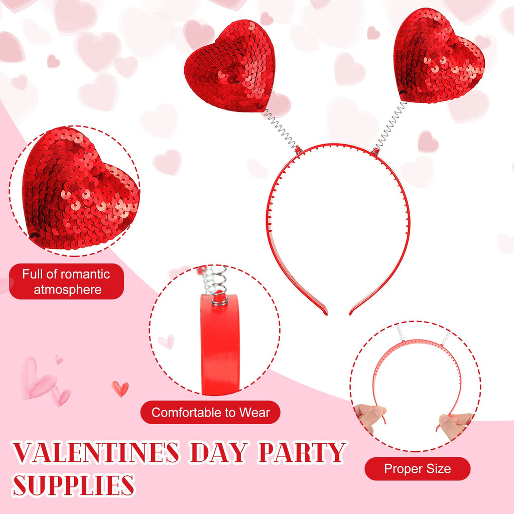 Youyole 36 Pcs Heart Shaped Headbands Bulk and Heart Shaped Sunglasses for Women Summer Birthday Party Favor Decor(Red,Frameless)