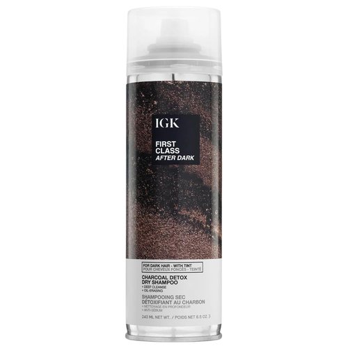 IGK First Class Charcoal Detox Dry Shampoo for Dark Hair - Brown Tinted, No White Residue, 6.5oz