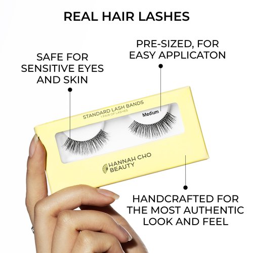 Best Lashes for Hooded Eyes - Weightless, Natural, Strip False Eyelashes - Designed for Hooded Eyelids - Medium Style - Hannah Cho Beauty