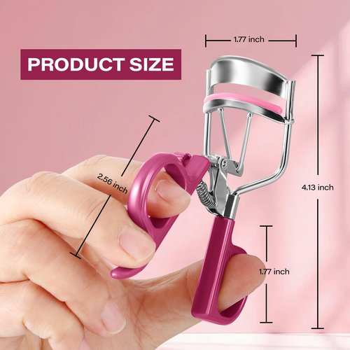 Eyelash Curler with 3 Refill Pads of 3 Different Firmness, Upgraded Material Handle, Achieve Precise Control, Professional Lash Curler Features a Built-in Lock for Easy Storage & Travel, Gentle & Safe