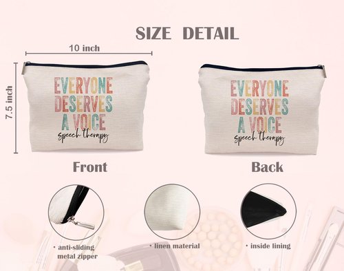Lacosu Everyone Deserves a Voice Speech Therapy Makeup Bag Speech Therapist Gift Cosmetic Makeup Bag for Her Women Teen Girls,Speech Therapy Assistant Gifts
