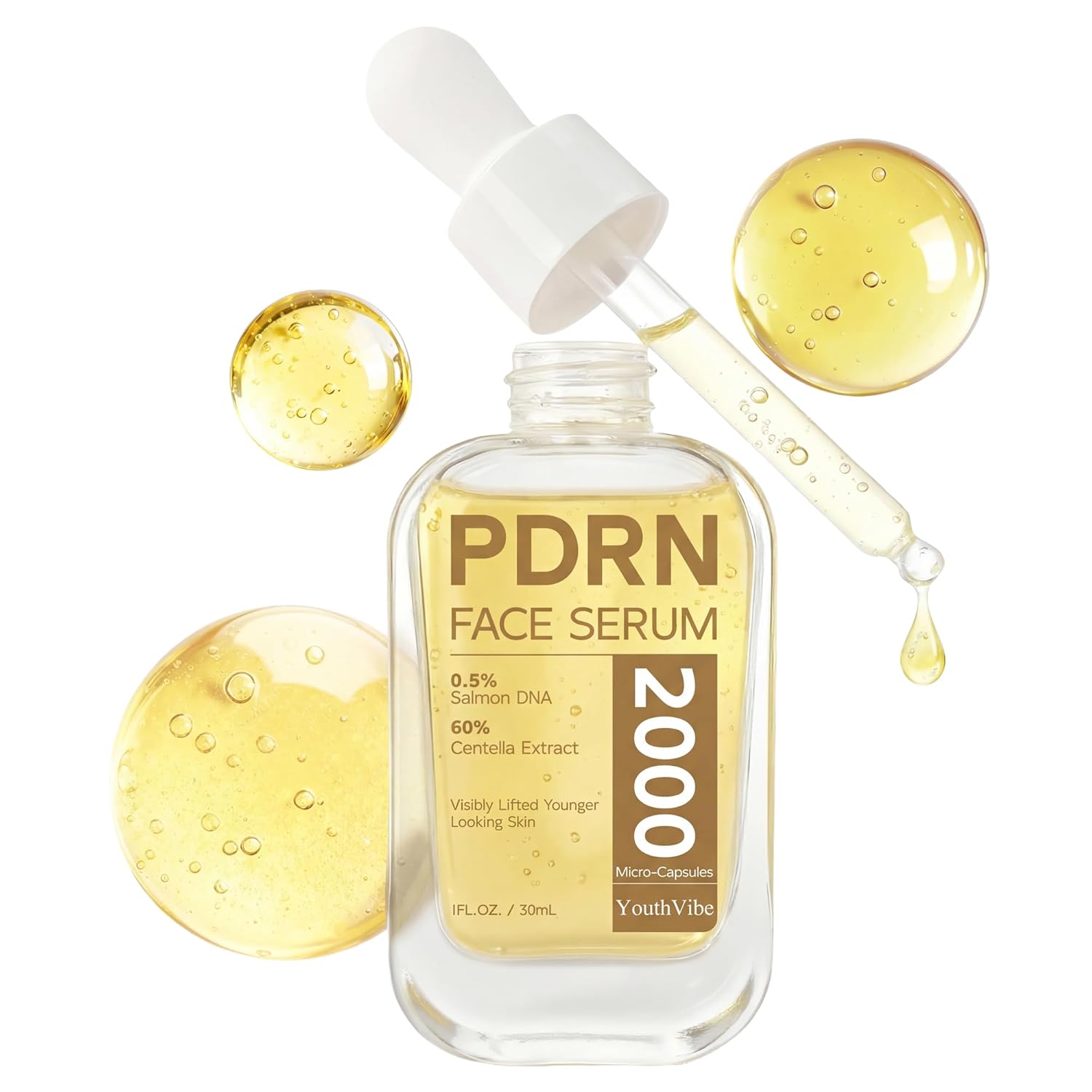 YouthVibe 0.5% PDRN Serum - Anti-Aging Salmon DNA Face Serum with Hyaluronic Acid & Niacinamide | 30mL