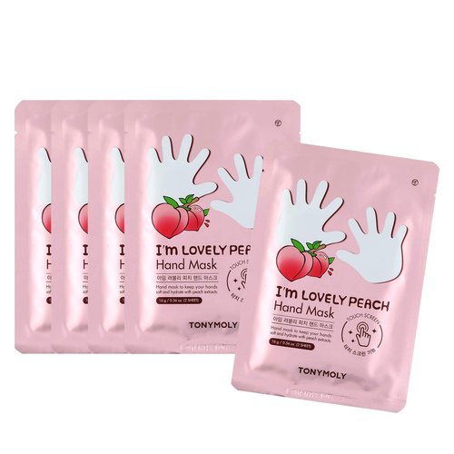 TONYMOLY I’m Lovely Peach Hand Mask – Hydrating & Moisturizing Korean Hand Treatment Gloves with Peach, Plum & Honeysuckle Extracts – Phone Screen Friendly, 5pk