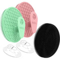Silicone Body and Face Scrubber Set 5 Pack, BEAUTAIL Shower Bath Scrubber, Gentle Exfoliating Brush for Women Men Sensitive Skin, More Hygienic Than Traditional Loofah, Long Lasting, Black+Pink+Green