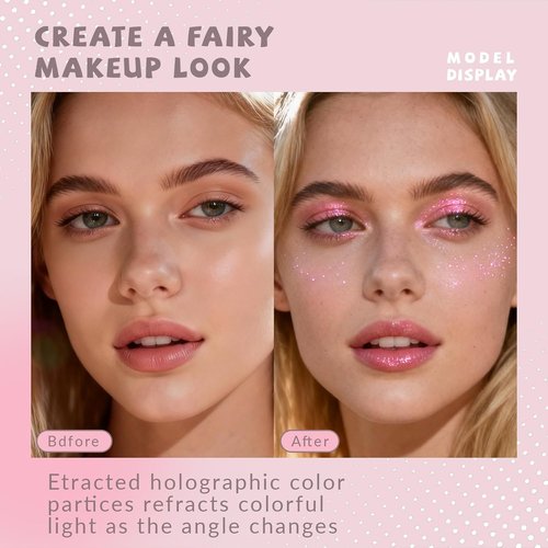 HOSAILY Holographic Duochrome Pink Glitter Eyeshadow Palette - Color Shift Metallic Shimmer & Iridescent Highlighter
