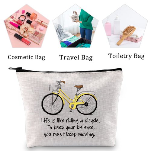 MBMSO Bicycle Gifts Cosmetic Bag Bicycle Makeup Bag Life is Like Riding a Bicycle Zipper Pouch Cyclist Gifts Cycling Toiletry Bag Organizer Bag (Life is like riding a bicycle bag)
