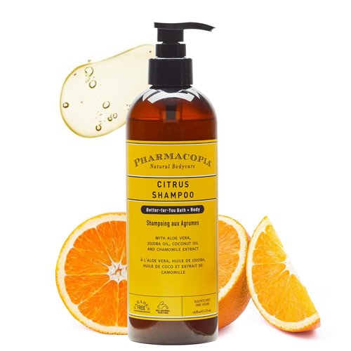 Pharmacopia Citrus Shampoo - Natural Plant-Based Hair Care with Aloe Vera & Jojoba Oil | 16 oz Vegan & Cruelty-Free