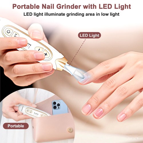 Electric Toe Nail Buffer and Sander, Toenail Grinder for Thick Toenails, Rechargeable Cordless Nail File Drill Set, Manicure and Pedicure Kit, Nails Care Tool for Men Women Seniors Adults Humans