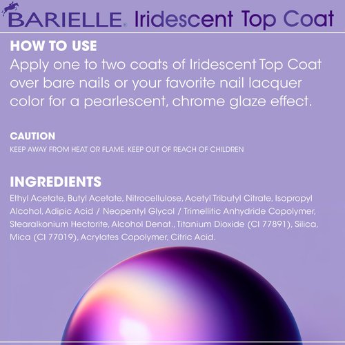 BARIELLE Iridescent Top Coat .47 oz. - Pearlized Chrome Glaze Nail Polish Top Coat