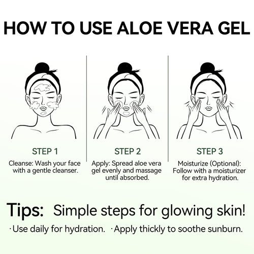 MISSEDSEN Pure & Organic Aloe Vera Gel for Sunburn Relief, After Sun Lotion for Face & Body Skin Care, Daily Facial Moisturizer & Acne Spot Treatment 7 OZ