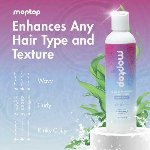 MopTop Cowash Cleansing Conditioner - Moisturizing Curly Hair Care, Frizz Control & Manageability | Citrus Medley, 8oz