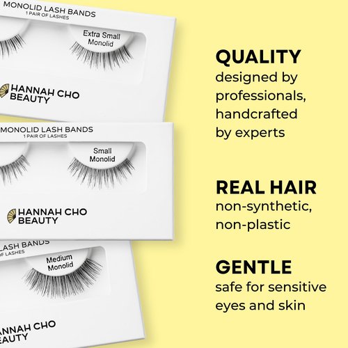 Best Lashes for Monolids - Very Small Size, Natural Eyelid Lifting Strip False Lashes - Made From Real Hair - Safe For Sensitive Eyes - Hannah Cho Beauty