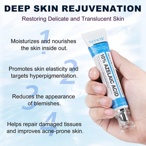 Azelaic Acid 10% Cream for Face - Acne Cream for Rosacea Reducing Relief Pimple Breakouts Blackhead Pigmentation and Redness - Azelaic Acid Gel For Facial and Skin Care