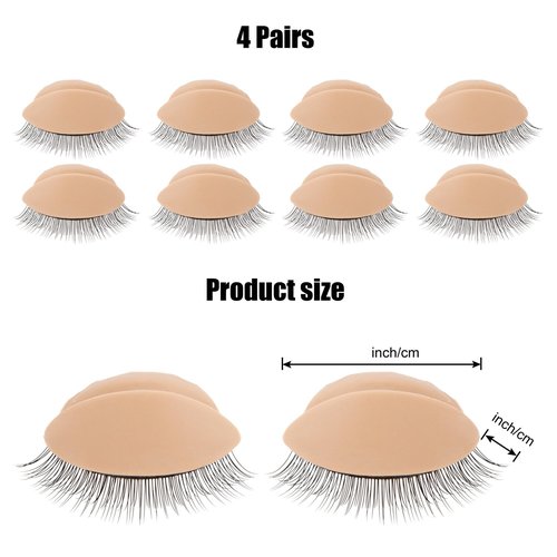 4 Pairs DOUBLE-LAYER Practice Lash Strips for Lash Mannequin Head, Replaced Eyelid Practice for Lash Extension Training, Eyelash Extension Practice Lashes, Removable Realistic Eyelids