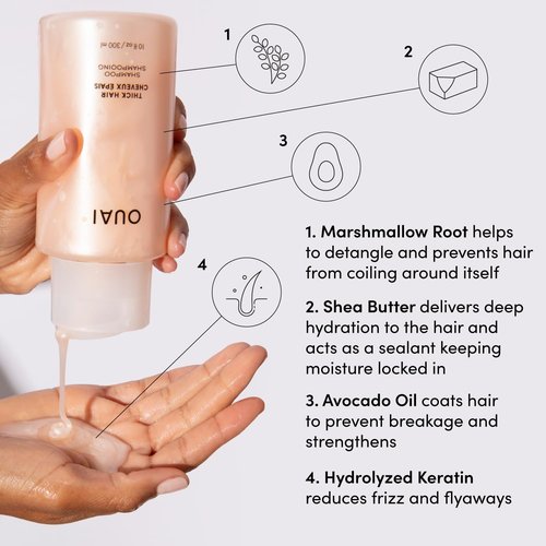 OUAI Thick Hair Shampoo & Conditioner Set - Sulfate-Free Formula for Moisturizing & Strengthening - 10 Fl Oz