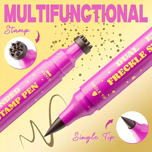 Skiennix Dual-Ended Freckle Pen & Stamp - Waterproof, Smudge-Proof Makeup Tool for Natural Sunkissed Look