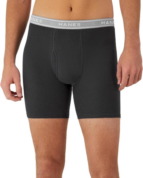Hanes Men's Boxer Briefs - Cool & Breathable Cotton, Moisture-Wicking Comfort | No Ride Up