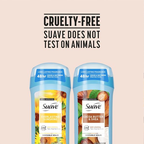 Suave Antiperspirant Deodorant for Women Variety 4-Pack – Cocoa Butter & Shea + Everlasting Sunshine, Anti-Staining Invisible Solid, Talc-Free, 2.7 Oz Ea