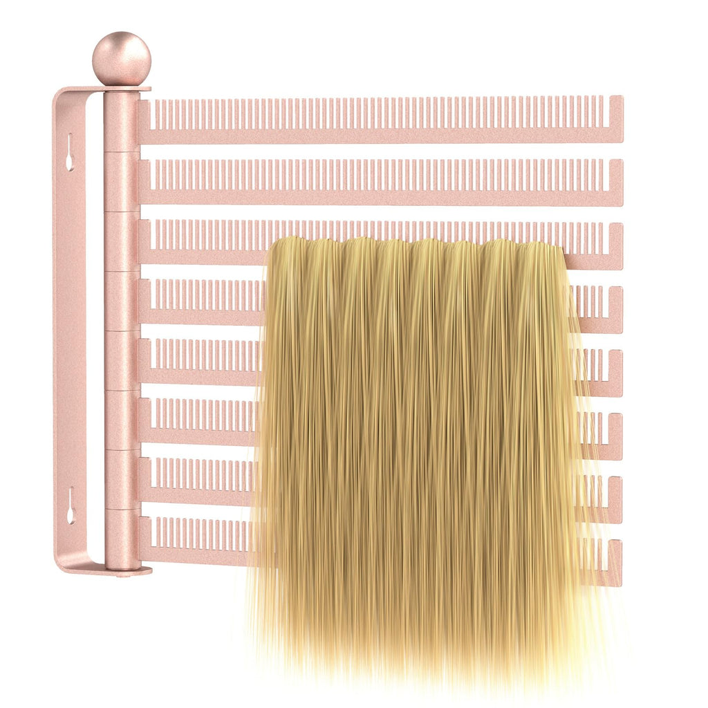 Wall-Mounted Wig and Hair Extension Holder, 8 Rotating Combs, Metal Wig Organizer Rack, Space-Saving Design, Easy Installation for Salon & Home