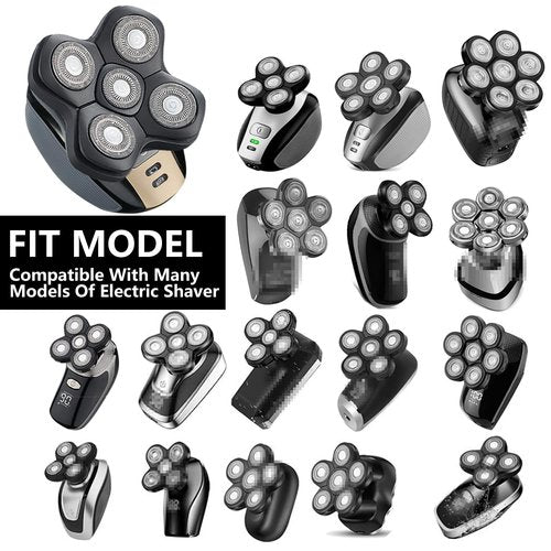 HONTEC Universal New Upgrade 5 Blades Magnetic Interface Head Shaver Replacement Heads Replacement Blade Electric Razor Shaver Head (5D Black)