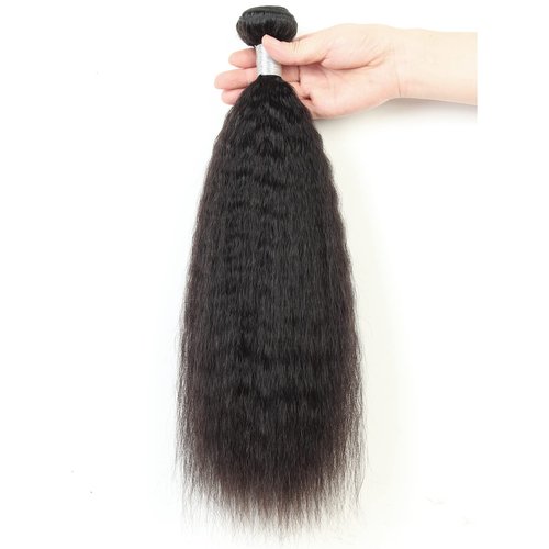 LINYINGYH 12a Single Bundles Human Hair Kinky Straight 1 Bundle Yaki Straight Bundles 14 inch Brazilian Remy Hair Weave Bundles Real Unprocessed Virgin Hair Extensions Natural Color